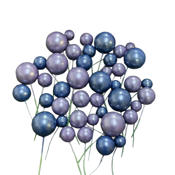 Set 8  sfere necomestibile tort, auriu, alb si albastru sclipici