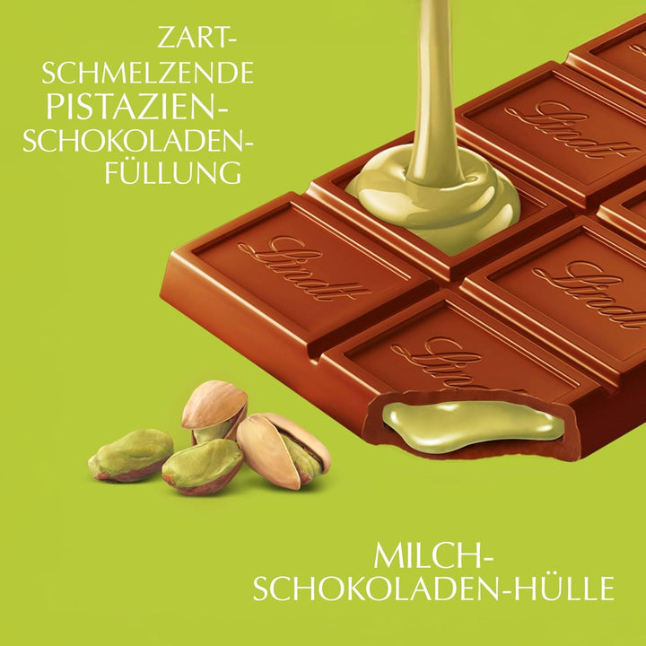 Lindt Schokolade LINDOR Pistazie, Promotion | 100 G | Feinste Vollmilch-Schokolade Mit Unendlich Zartschmelzender Füllung Mit Pistaziengeschmack | Schokoladentafel | Schokoladengeschenk, 2023 Version