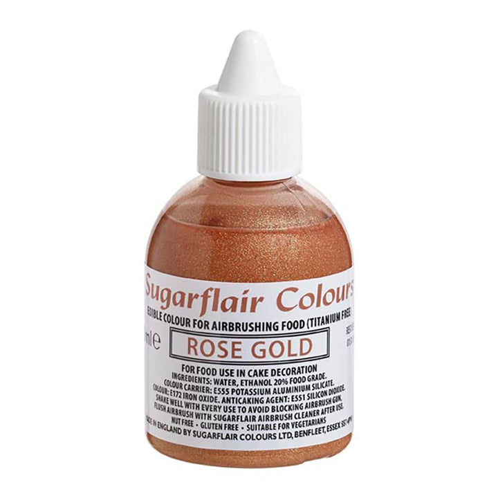 Sugarflair Airbrush Colouring Lebensmittelfarbe Rose Gold - Essbare Lebensmittel Farbe Flüssig, Airbrush-Farbe Für Kuchen, Cupcakes, Zuckerguss Und Kuchendekorationen - 60Ml