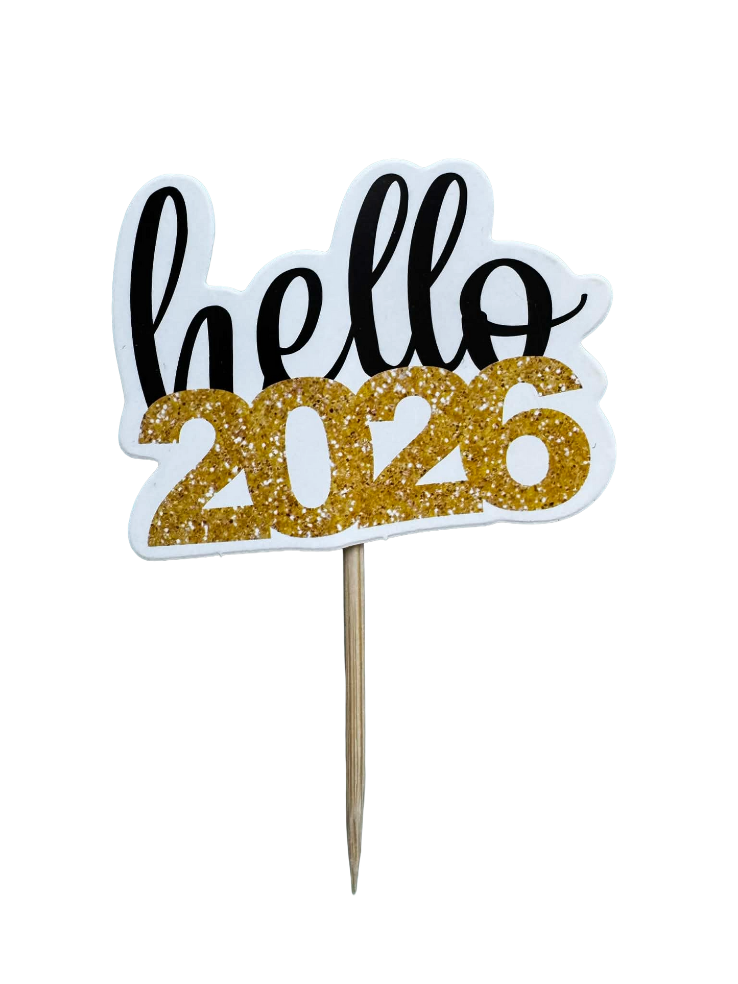 Topper Necomestibil Hello 2026 - Realizat Din Hartie Premium Rezistent Si Aspectuos Ideal Pentru Petreceri Si Evenimente