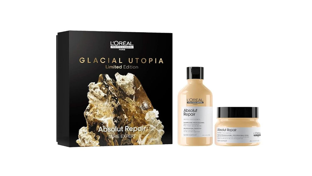 L'Oréal Professionnel, Set cadou, șampon + mască + ulei, pentru păr uscat și deteriorat, hidratare instantanee și hrănire profundă, Absolute Repair, 300 Ml + 250 Ml + 90 Ml