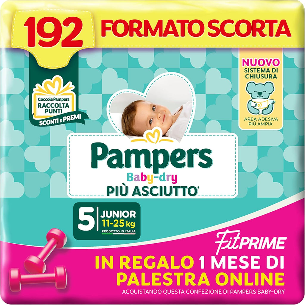 Pampers Baby Dry Fit Prime Junior 192 scutece, mărimea 5 (11-25 kg)