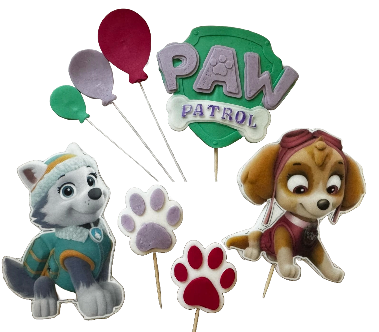 Set 8 decoratiuni comestibile din pasta de zahar, Patrula catelusilor Decoratiuni din Pasta de Zahar Naty Shop