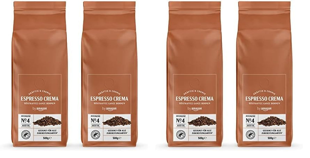 By Amazon Espresso Crema Kaffeebohnen, Leichte Röstung, 1 Kg, 2 Packungen Mit 500 G – Rainforest Alliance-Zertifizierung