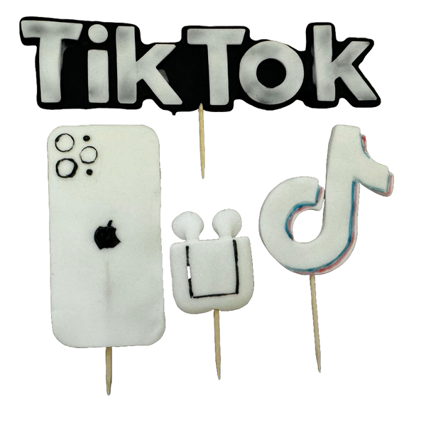 Set 4 decoratiuni comestibile din pasta de zahar, TikTok