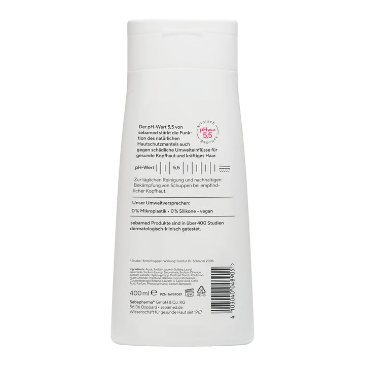 Sebamed Antischuppen Shampoo 400 Ml, 95% Weniger Schuppen Nach Nur 14 Tagen, Auch Für Fettiges Haar Und Trockene Kopfhaut, Für Die Tägliche Reinigung, Für Damen Und Herren, Milde Pflegeformel