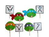 Set 8 decoratiuni comestibile din zahar, Testoasele Ninja Decoratiuni din Pasta de Zahar Nati Shop