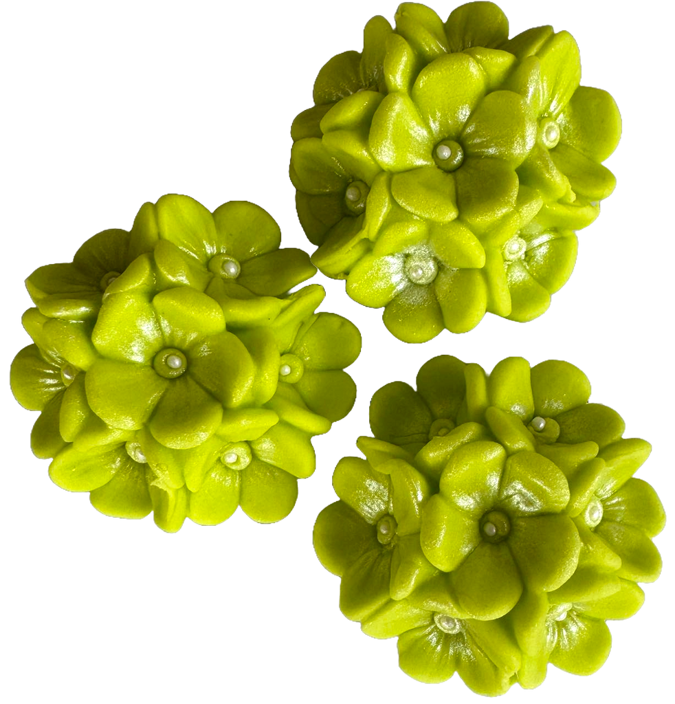 Set 3 decoratiuni comestibile din zahar, Flori verzi - Nati Shop 