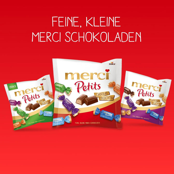 Merci Petits Chocolate Collection – 1 X 1000G – Mix Aus Nicht Gefüllten Und Gefüllten Schokoladen-Spezialitäten in Praktischer Runddose