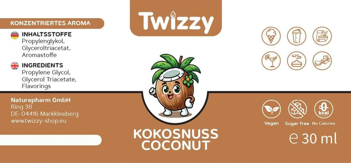 Twizzy Coconut Food Flavouring - Aromă intensă de nuca de cocos, 30 ml