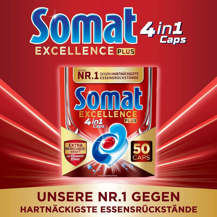 Somat Excellence plus 4In1 Caps (50 Caps), tablete de spălat vase Naty Shop