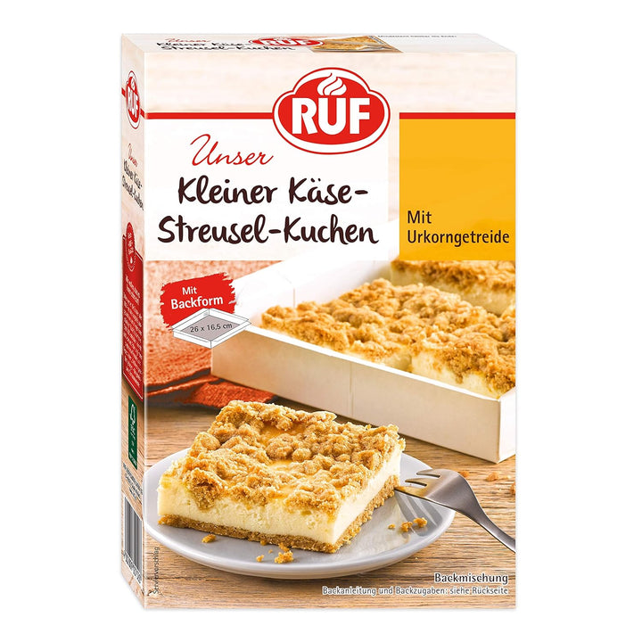 RUF Kleiner Himbeer-Schokokuchen, Mini-Kuchen Mit Feiner Puddingcreme, Himbeeren Und Weißen Schokoraspeln, Inkl. Backform, 1X252G