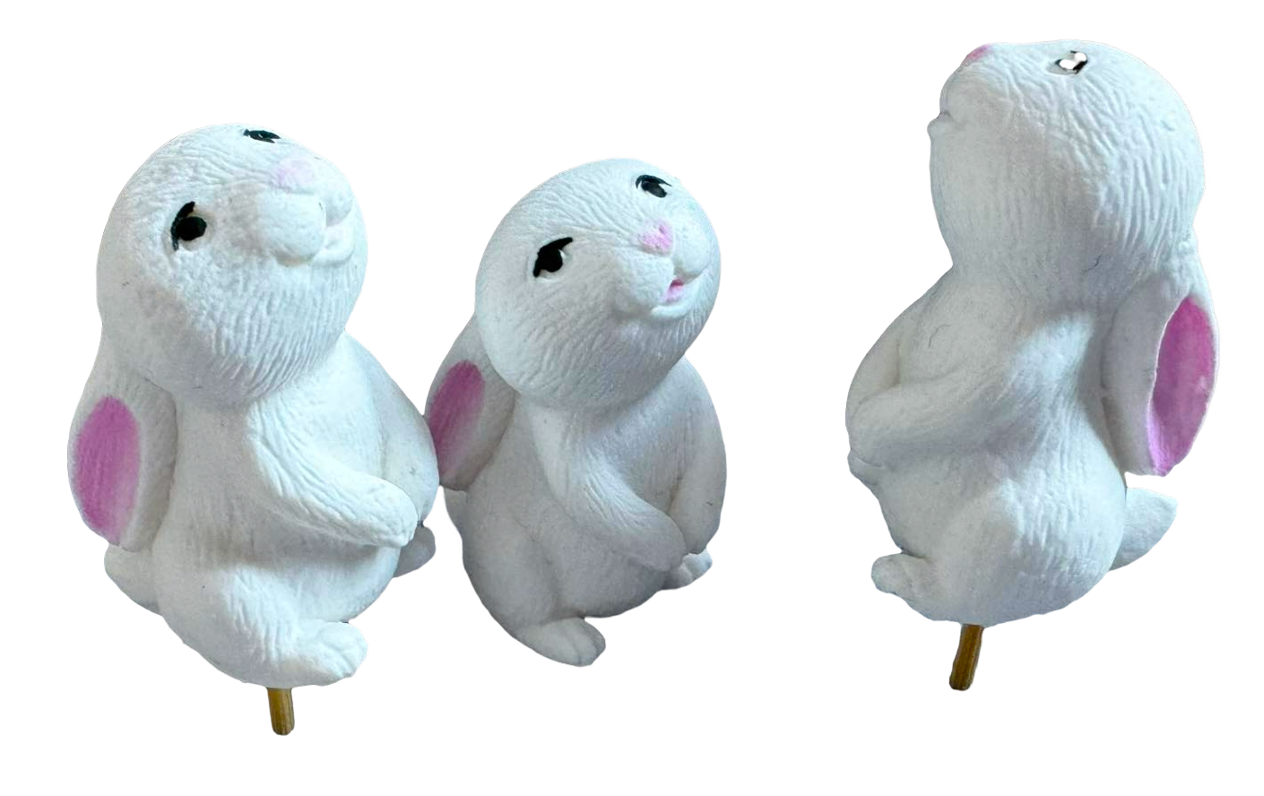 Set 3 decoratiuni comestibile din zahar, Iepurasi Decoratiuni din Pasta de Zahar Naty Shop