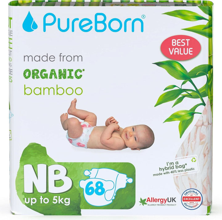 Pureborn Eco Bio-Bambus Windeln, Größe 5 (11-18 Kg), 176 Stück (2 X 88), Umweltfreundlich, Hypoallergen, Ultraweich, Mit Nässeindikator, Diverser Aufdruck