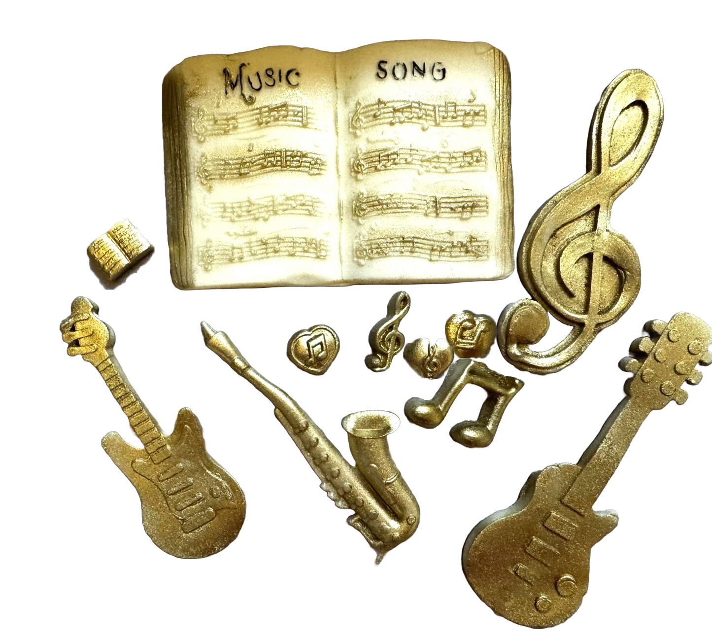 Set 10 decoratiuni comestibile din pasta de zahar, Instrumente muzicale Decoratiuni din Pasta de Zahar Nati Shop