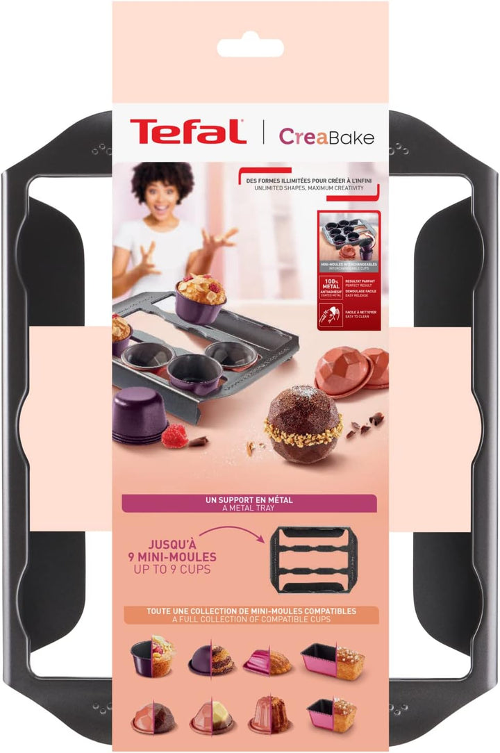 Tefal Creabake J3040104 Kuchenform, 9 Mulden, Antihaftbeschichtung, Austauschbar, Perfektes Backen, Kreative Und Leckere Rezepte, Nicht Kompatibel Mit Cake Factory, Creabake