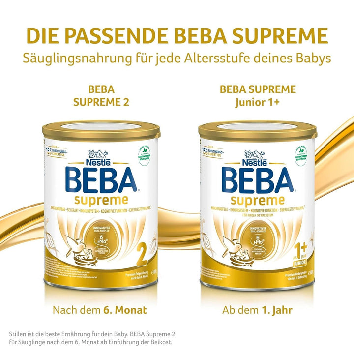 BEBA SUPREME Junior 1+ Kindergetränk Ab Dem 1. Geburtstag, Babynahrung Mit 6 HMO Komplex, Nur Laktose, Ohne Palmöl, 6Er Pack (6 X 800G)