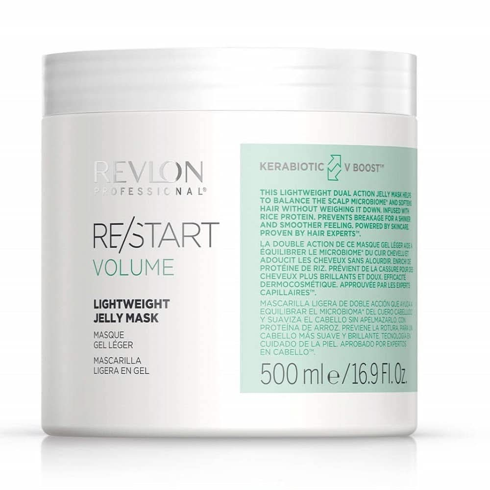 RE/START Volume Lightweight Jelly Mask, 500 ml, mască de păr ușoară pentru păr uscat, fin, mască hidratează fără a îngreuna, tratament pentru păr împotriva ruperii părului