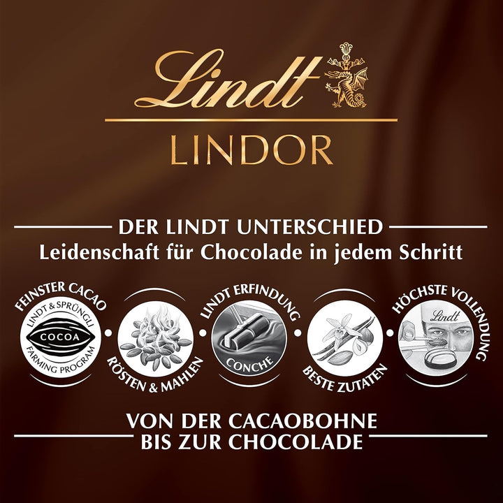 Lindt Schokolade LINDOR Kugeln 70 % Kakao Edelbitter-Schokolade | 322 G in Kissenpackung | Ca. 25 LINDOR Kugeln | Pralinen-Geschenk Oder Schokoladengeschenk