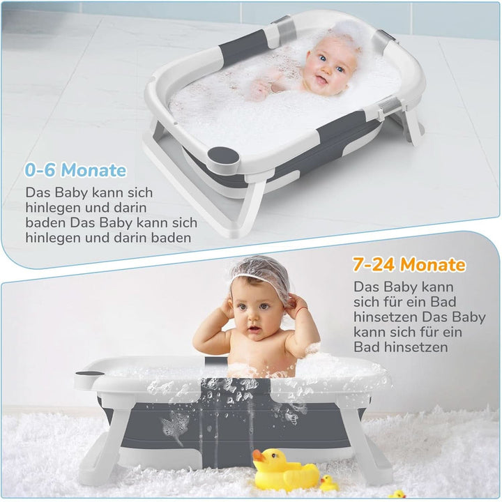 DEANIC Faltbare Baby Badewanne, Babybadewanne Neugeborene Von 0-6-12 Monaten Geeignet, Portable Baby Bathtub Nimmt Keinen Platz Weg, Baby Wanne (Grau)