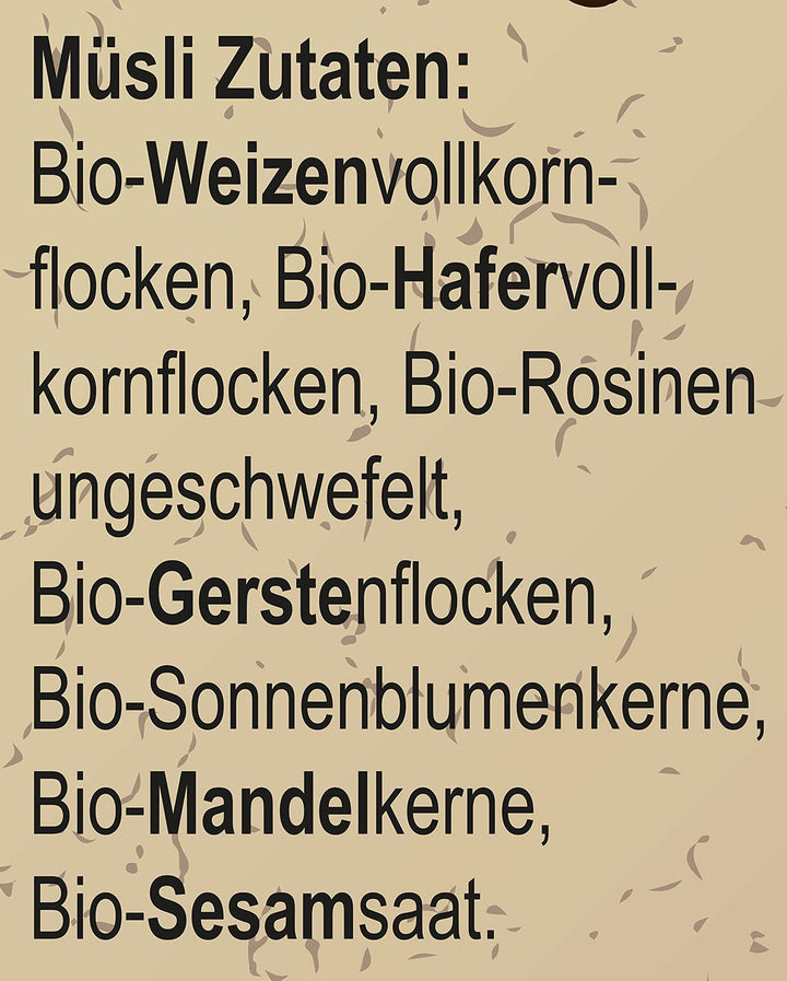 Seitenbacher Bio Müsli Voll-Biologische Mischung I Ohne Zugesetzten Zucker I Ohne Zugesetztes Fett I (1 X 750 G)