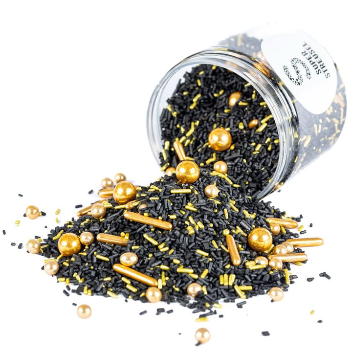 Super Streusel, Gold Rush Gold Black Sprinkle Decoration