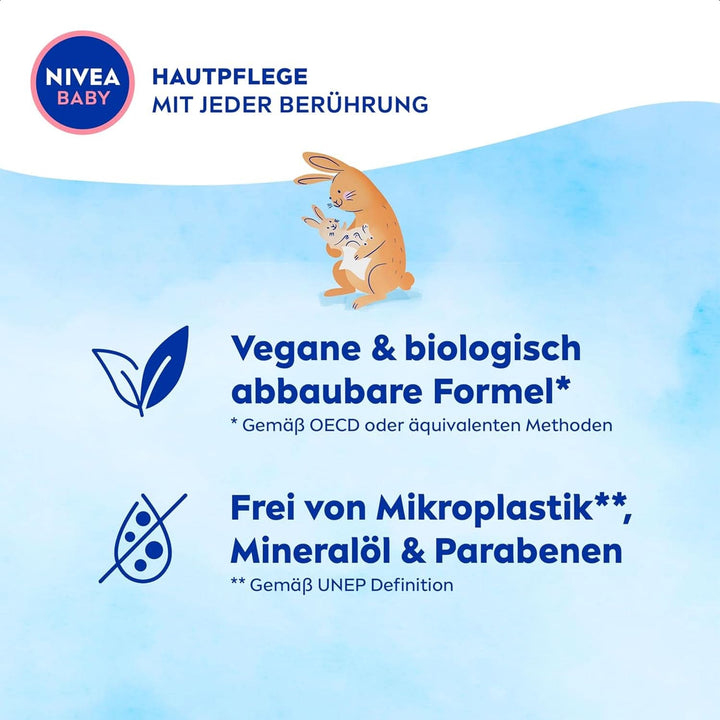 NIVEA Baby AQUA Feuchttücher, Baby Feuchttücher Zur Sanften Reinigung Empfindlicher Haut, Hypoallergene Und Parfümfreie Feuchttücher Für Babys Mit 99% Wasser (4 X 57 Stück)