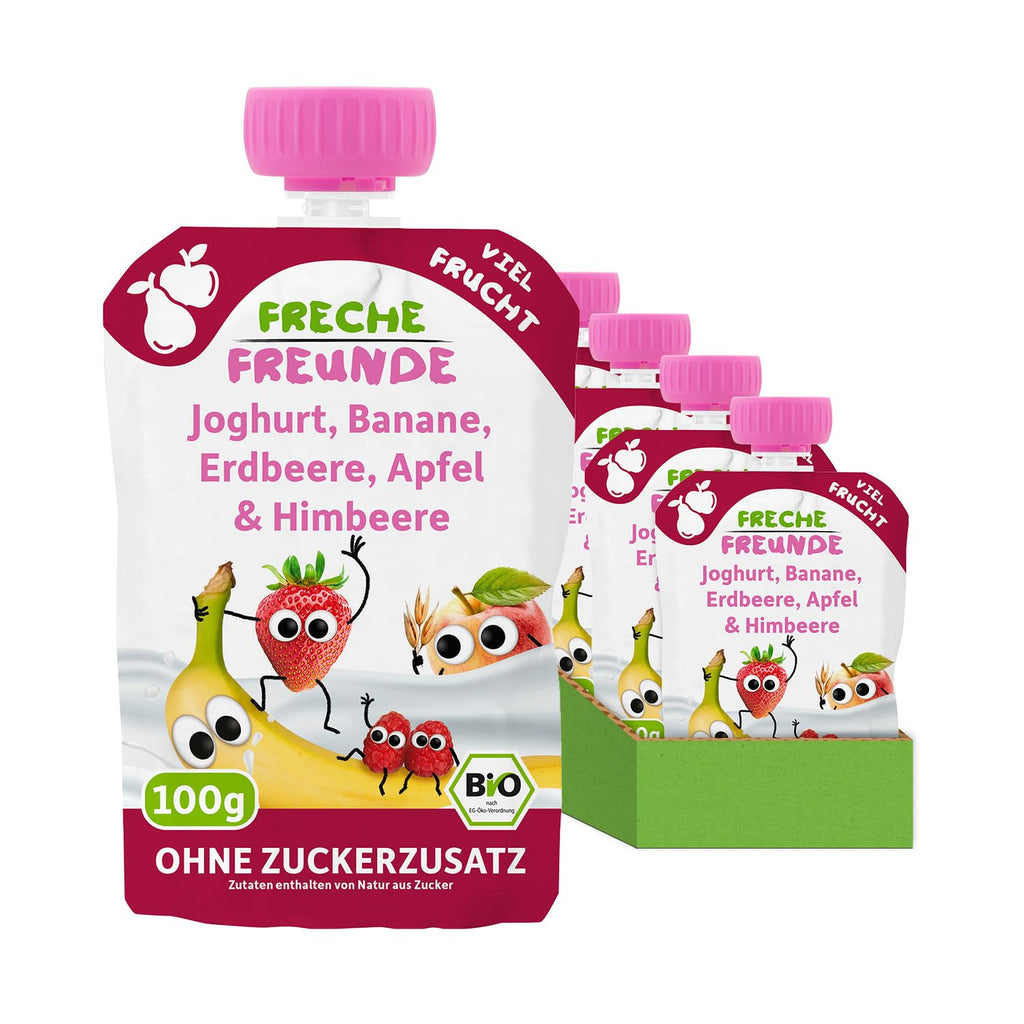 FRECHE FREUNDE Organic Squeeze Măr, piure diverse fructe si legume, pachet de 6 (6 X100 grame)