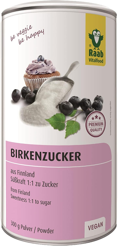 Raab Vitalfood Premium, Zahăr de mesteacăn cu indulcitor Xilitol, Vegan, 1:1 Alternativă la zahăr, 300 grame