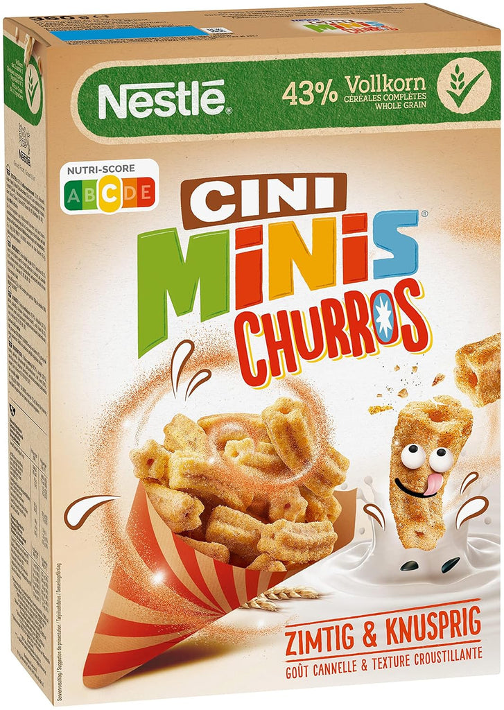 CINI MINIS Churros cereale pentru micul dejun cu 42% făină integrală, 360 grame