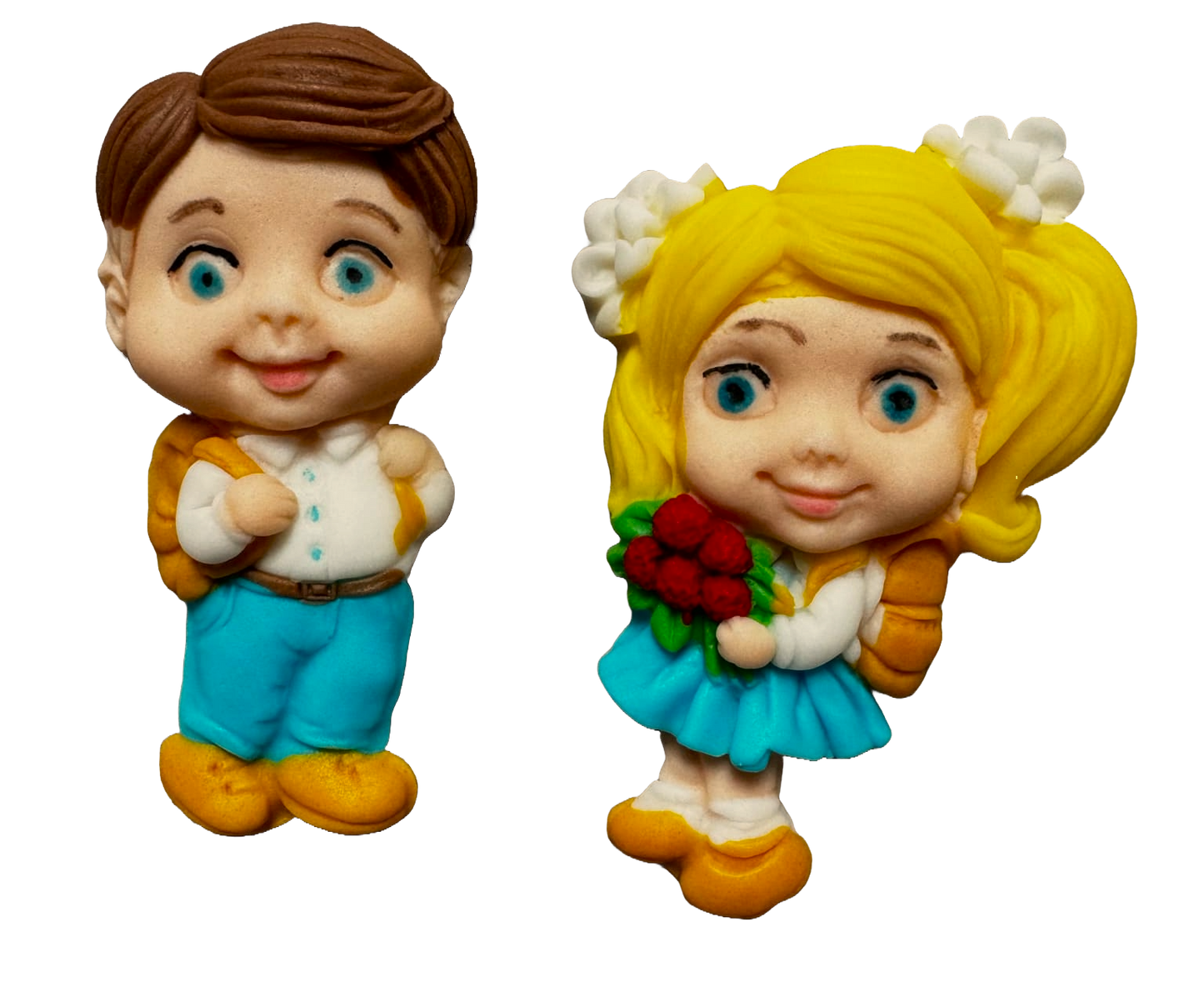 Set 2 decoratiuni comestibile din zahar, "La scoala" Decoratiuni din Pasta de Zahar Naty Shop