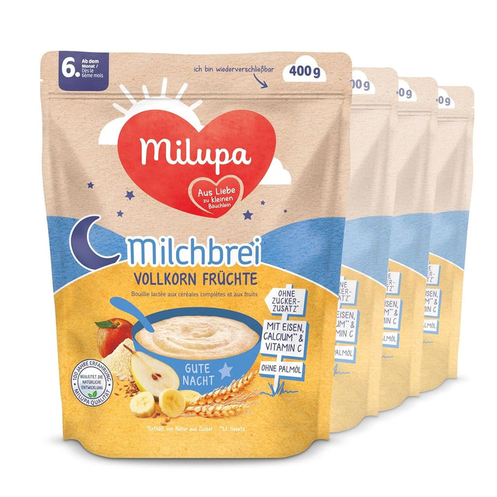 Milupa Milchbrei Sanfter Start – Glutenfreier Babybrei Ohne Palmöl – Frei Von Konservierungs- Und Farbstoffen – Ab Dem 5. Monat – 4 X 400 G