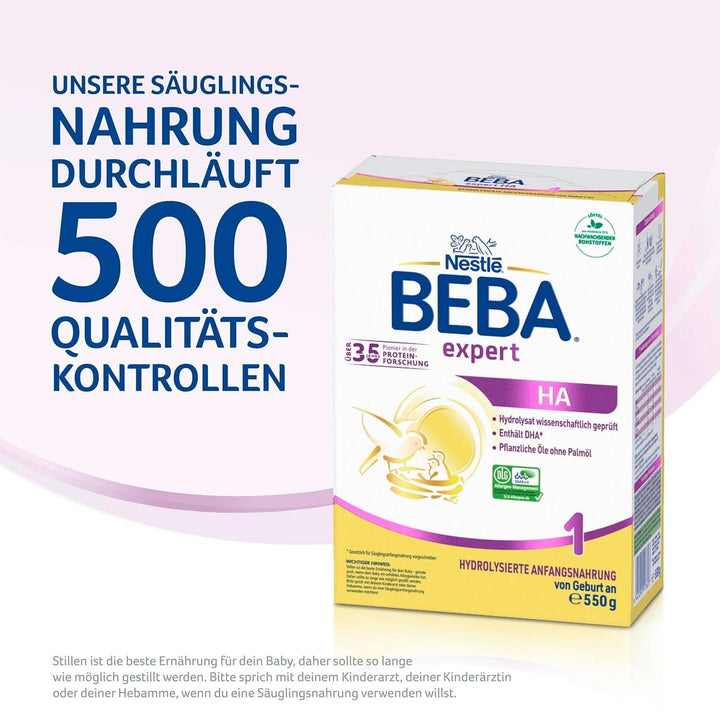 BEBA Expert HA 1 Hydrolysierte Anfangsnahrung, Säuglingsnahrung Von Geburt An, 6Er Pack (6 X 550G)