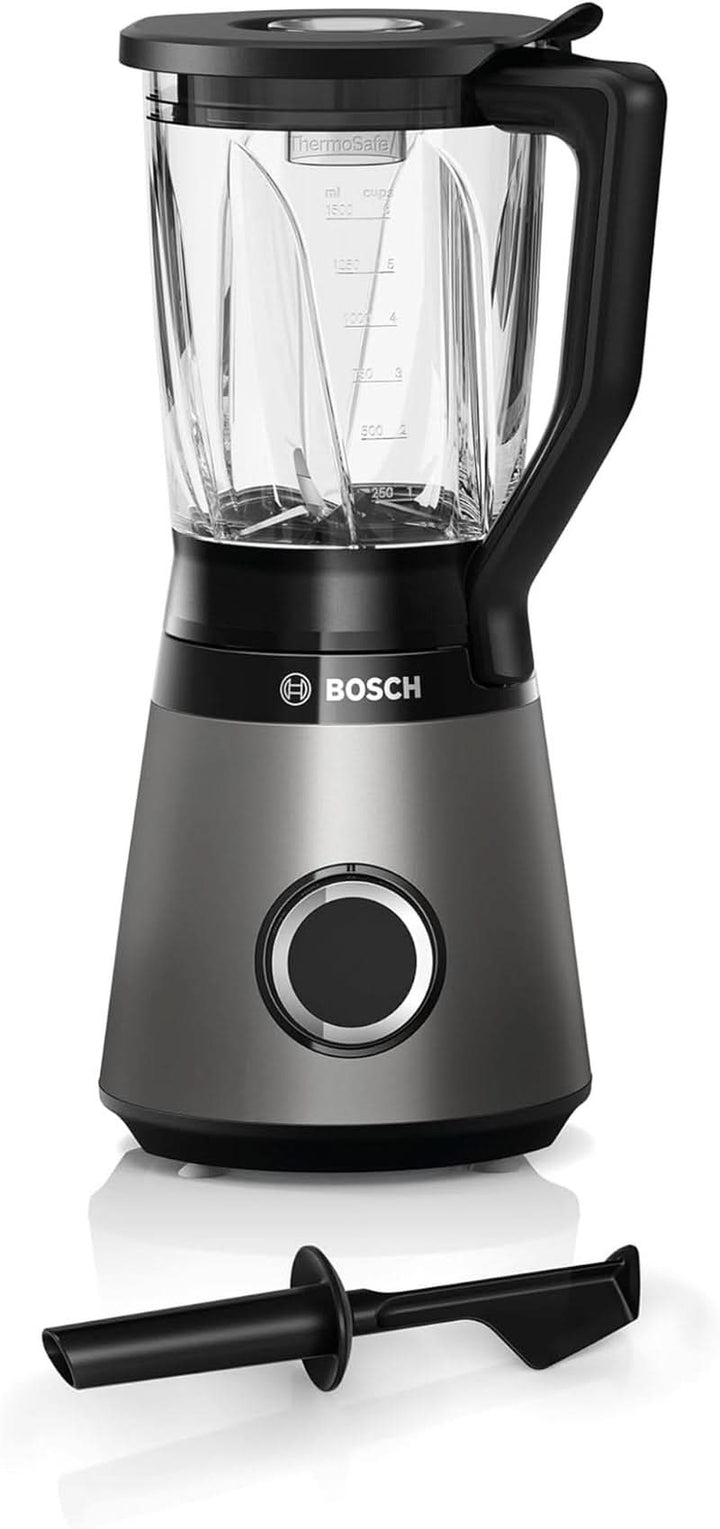 Bosch Standmixer Vitapower Serie 4 MMB6172SN, Verbesserte Version, 10 Jahre Motorgarantie, Edelstahl-Klingen, 1,5L Glasbehälter, Spülmaschinenfeste Teile, 30,000 U/Min, 1200 W, Silber