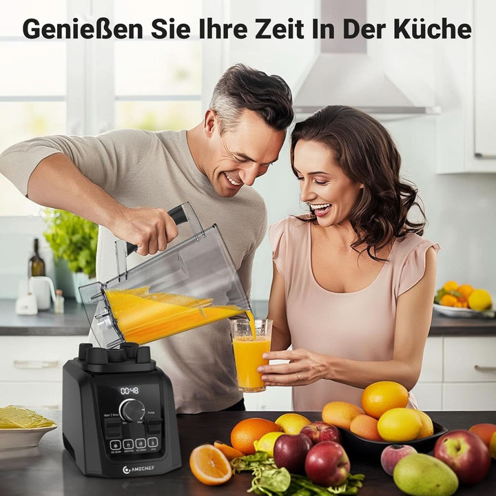 AMZCHEF 4-IN-1 Standmixer Hochleistungsmixer - 2L Standmixer Mit 3D Klingen Crush in Sekunden Technologie Für Shakes, Smoothies, Eis Crushen, Mahlen - 32000 UPM Blender Mixer Für Die Küche | Schwarz