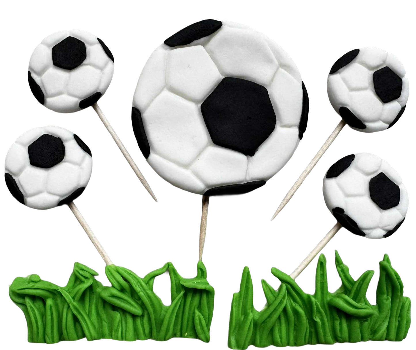 Set 7 Decorațiuni Comestibile Fotbal - Figurine Dulci Din Pasta De Zahar Pentru Decorațiuni Delicioase
