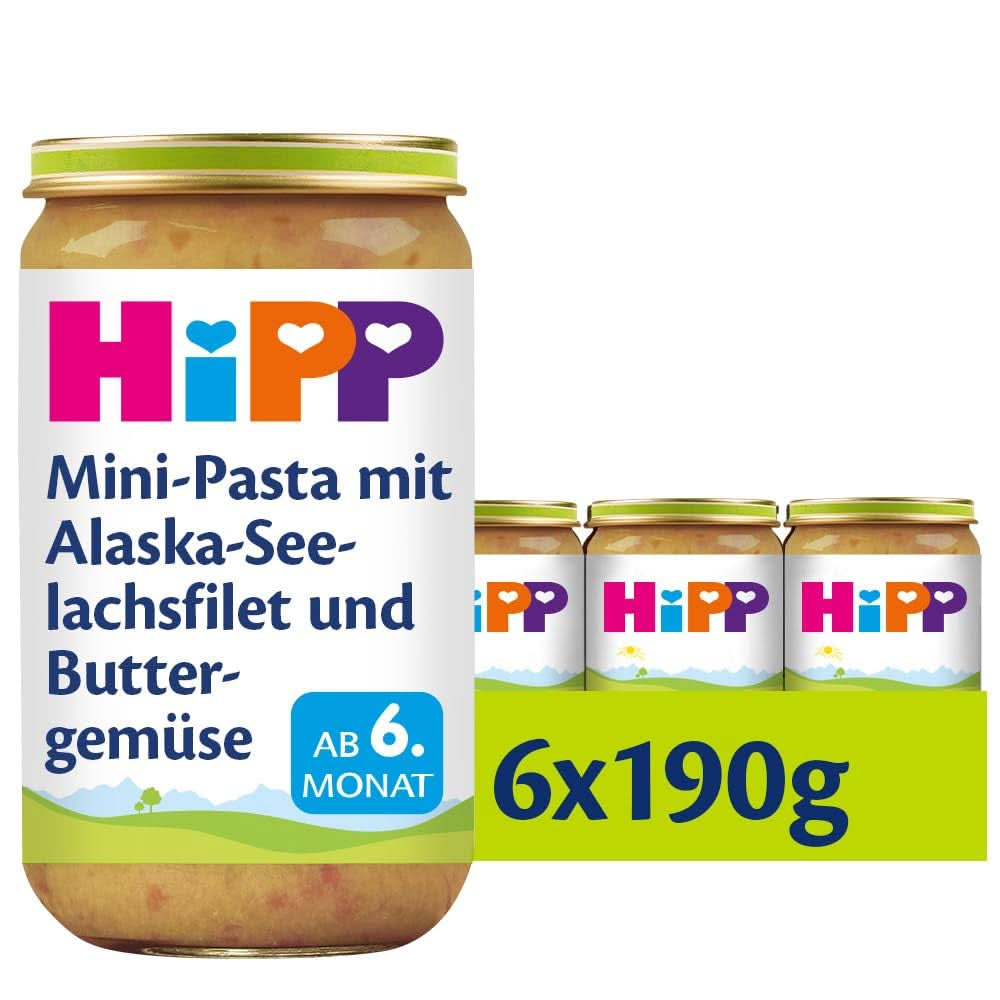 Hipp Mini-Pasta Mit Alaska-Seelachsfilet Und Buttergemüse, 6Er Pack (6 X 190 G)