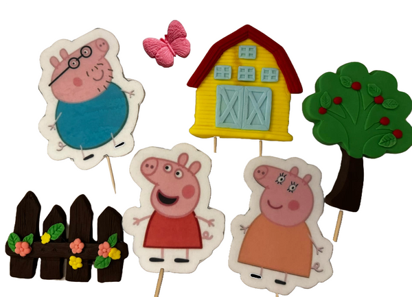 Set 7 decoratiuni comestibile din pasta de zahar, Peppa Pig