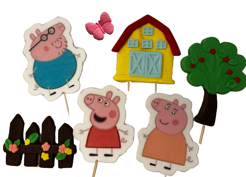 Set 7 decoratiuni comestibile din pasta de zahar, Peppa Pig