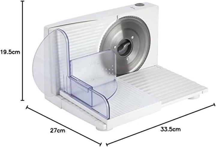 JECF0300 Kompakter Elektrischer Allesschneider, Abnehmbare Edelstahlklinge, 170 Mm Durchmesser, Dickenregler 0 Bis 15 Mm, Einfache Reinigung, Klappbarer Boden, Sicherheitsnutzung, 150 W