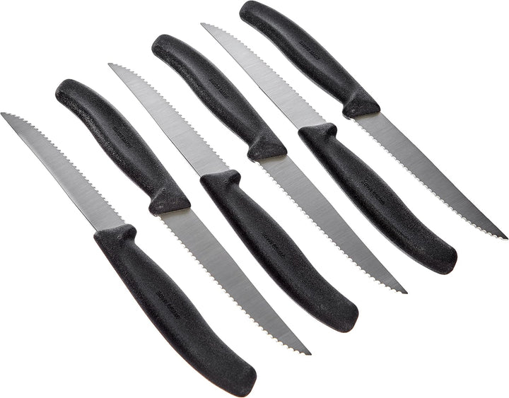 Victorinox Swiss Classic, Profi Tafelbesteck, 24-Teilig, Extra Scharfe Klinge, Wellenschliff, 11 Cm, Rostfreier Stahl, Schwarz