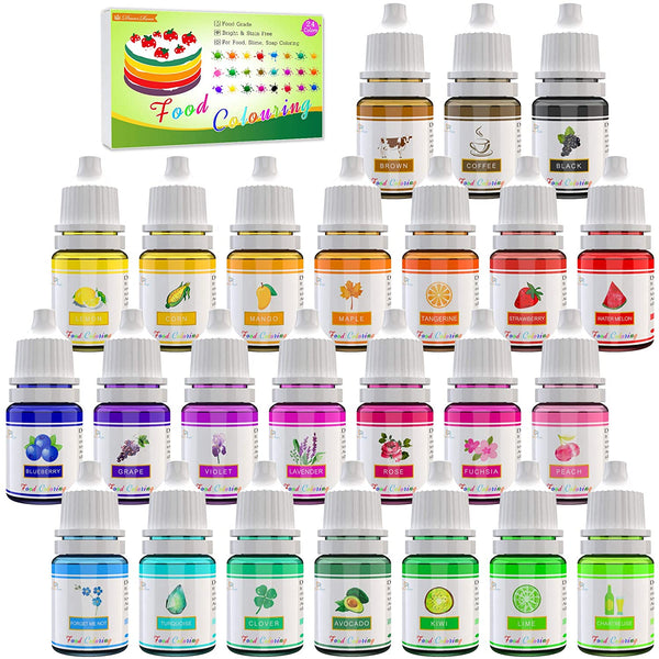 Set de 24 coloranți alimentari lichizi, 24 x 6 ml