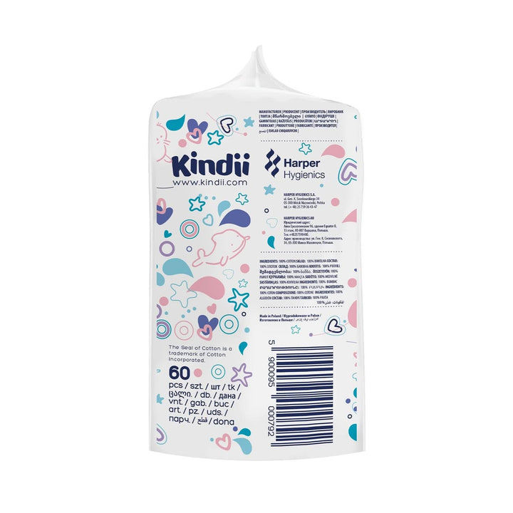 Kindii Pure Baby Pads - 100% Baumwolle - Große Quadratische Pads Für Empfindliche Haut - Ersetzt Feuchttücher - Weich - Weiche Kanten - Kein Ausfransen - 60 Stück.