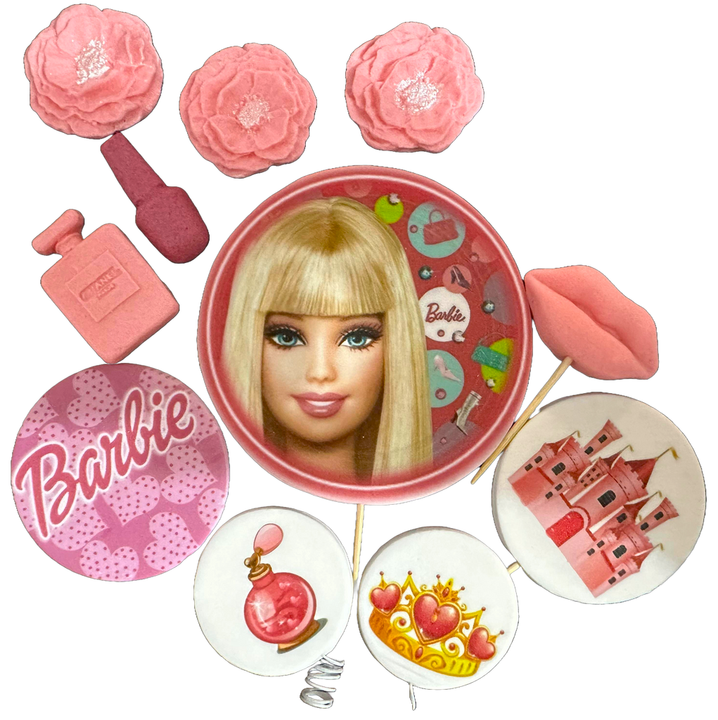 Set 11 decoratiuni comestibile din zahar, Barbie - Nati Shop 