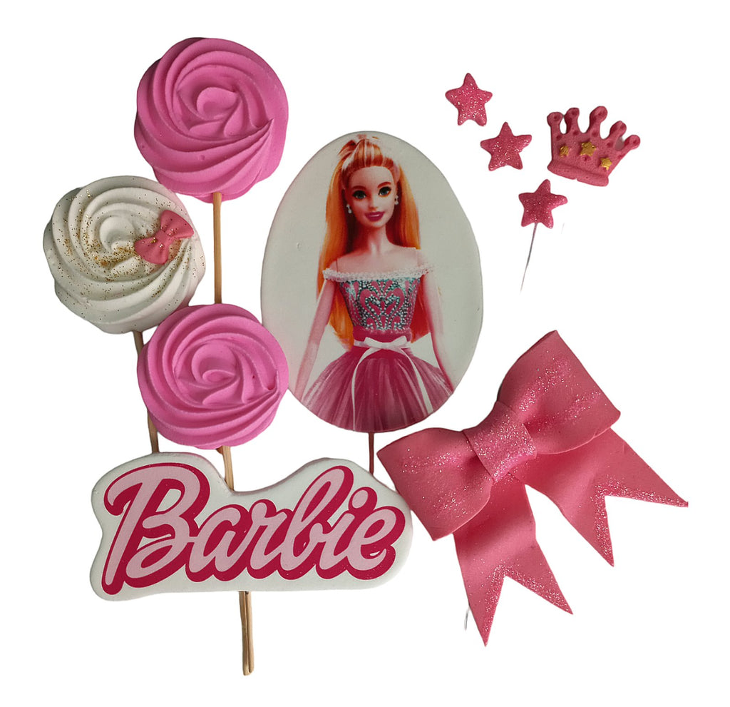 Set 10 decoratiuni comestibile din zahar, Barbie - Nati Shop 