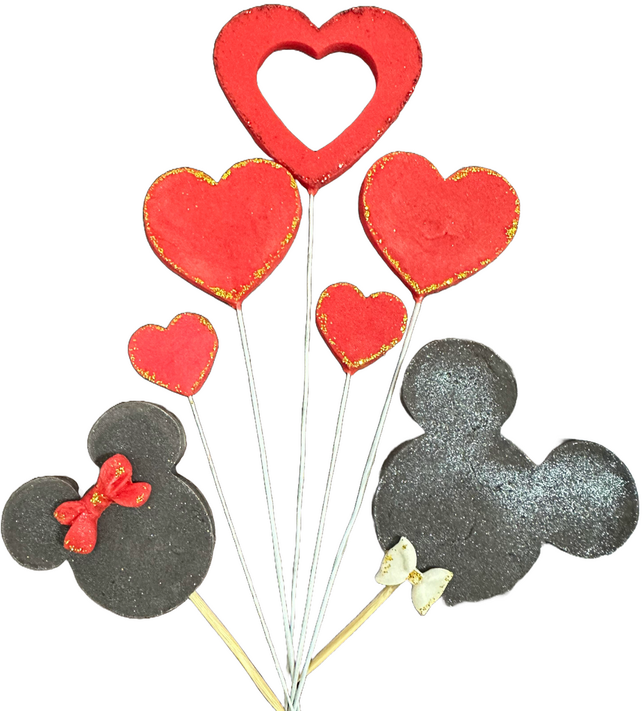 Set 7 decoratiuni comestibile din zahar, Minnie&Mickey Mouse - Nati Shop 