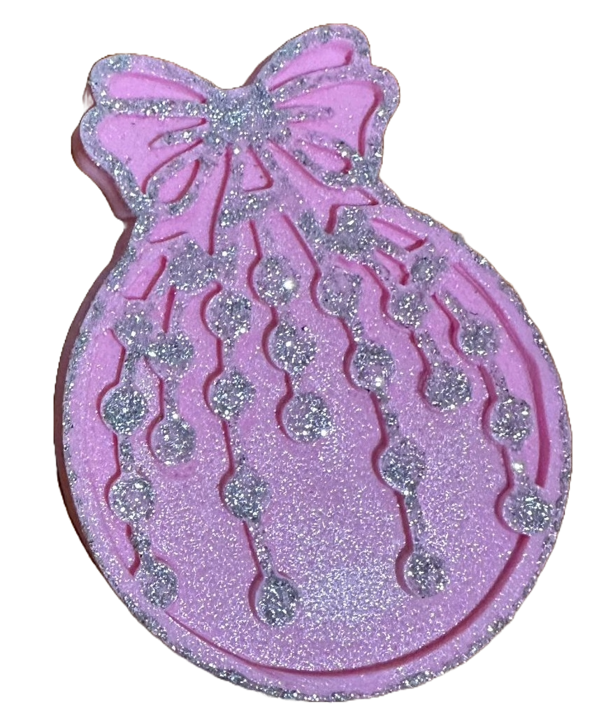 Decoratiune comestibila din zahar, Glob de brad, roz - Nati Shop 
