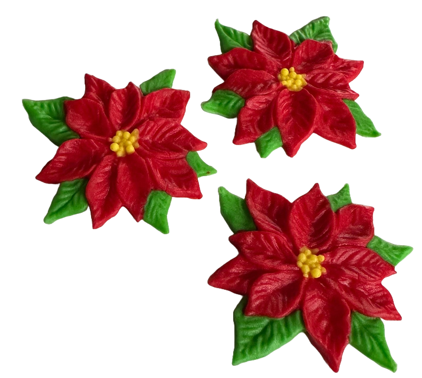 Set 3 decoratiuni comestibile din zahar, Floarea Craciunului Decoratiuni din Pasta de Zahar Nati Shop