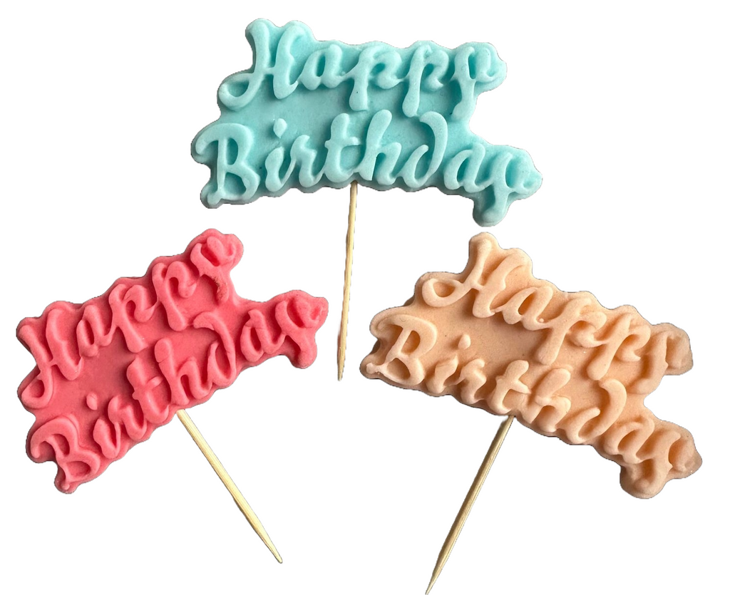 Set 3 decoratiuni comestibile din zahar, Happy Birthday - Nati Shop 