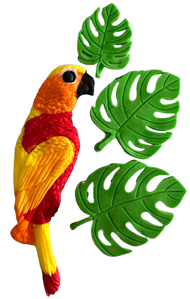 Set 4 decoratiuni comestibile din zahar, Papagal tropical - Nati Shop 